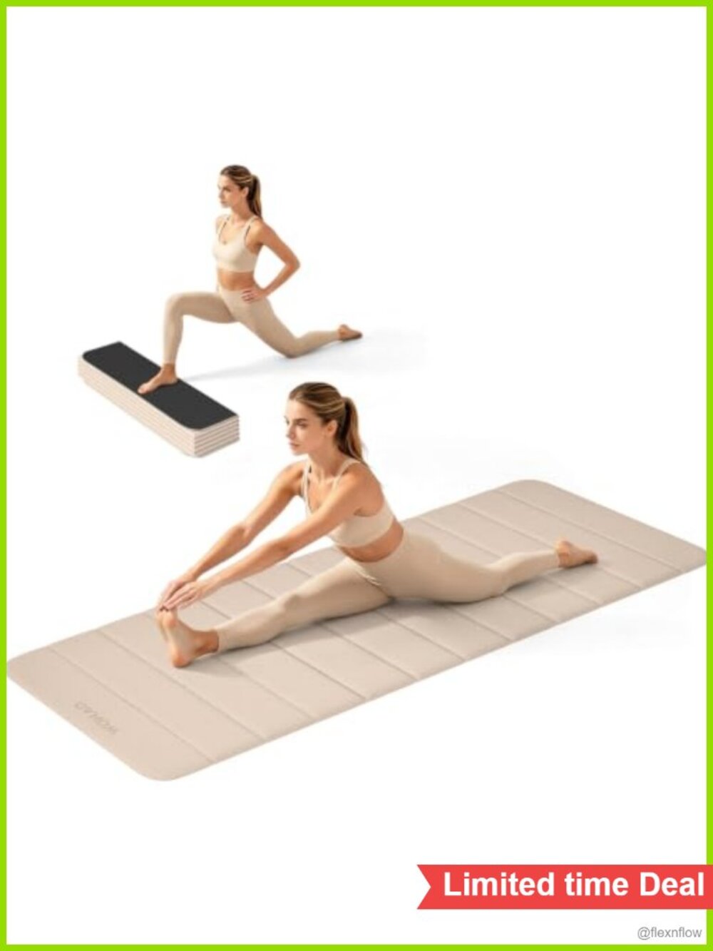POE Folding Yoga Mat 75x26 Inch Non-Slip Exercise Mat Pilates Training